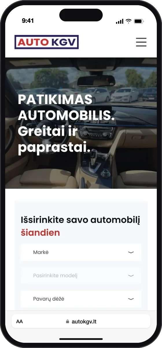 autokgv.lt on an iPhone