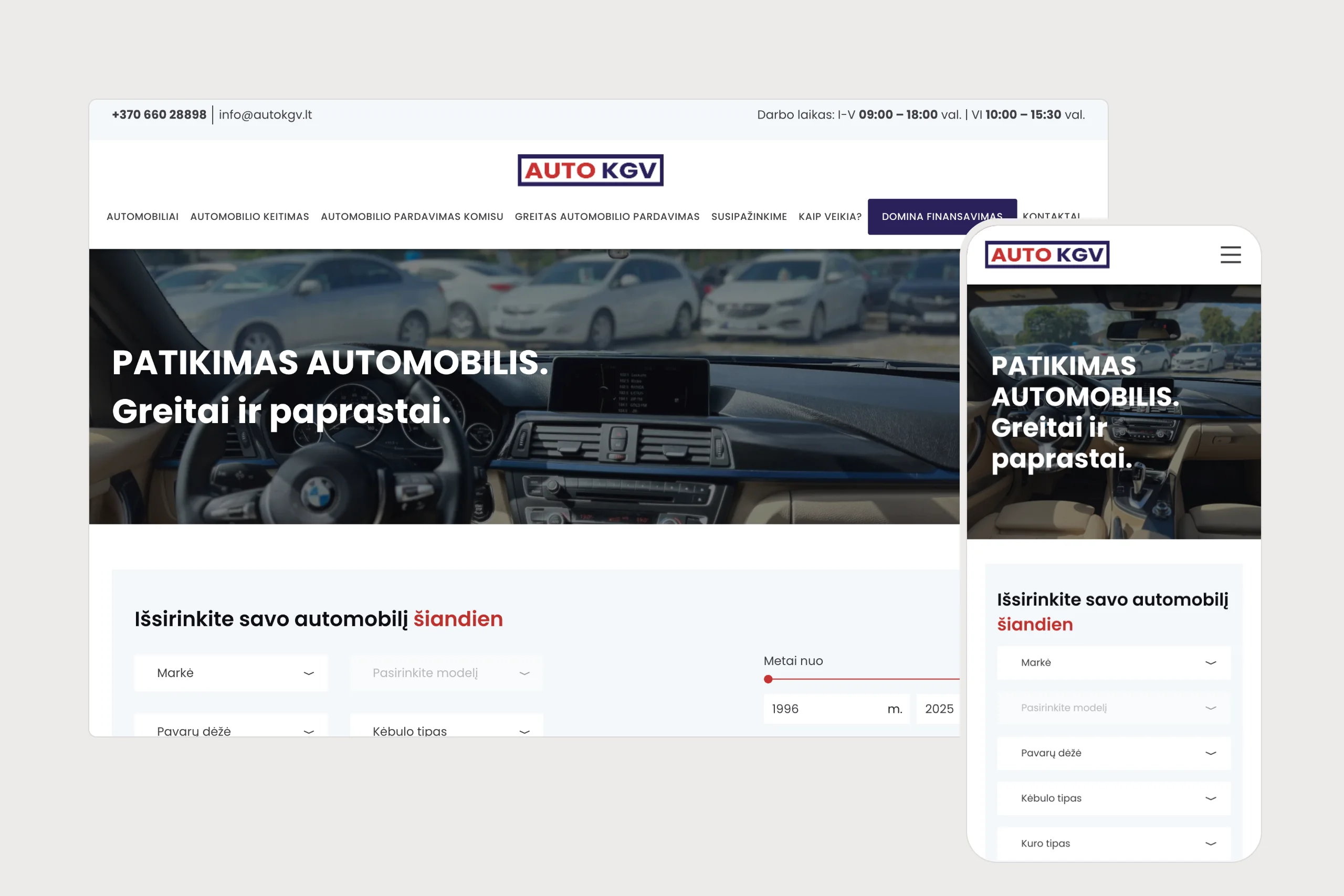 Auto KGV website on desktop and mobile
