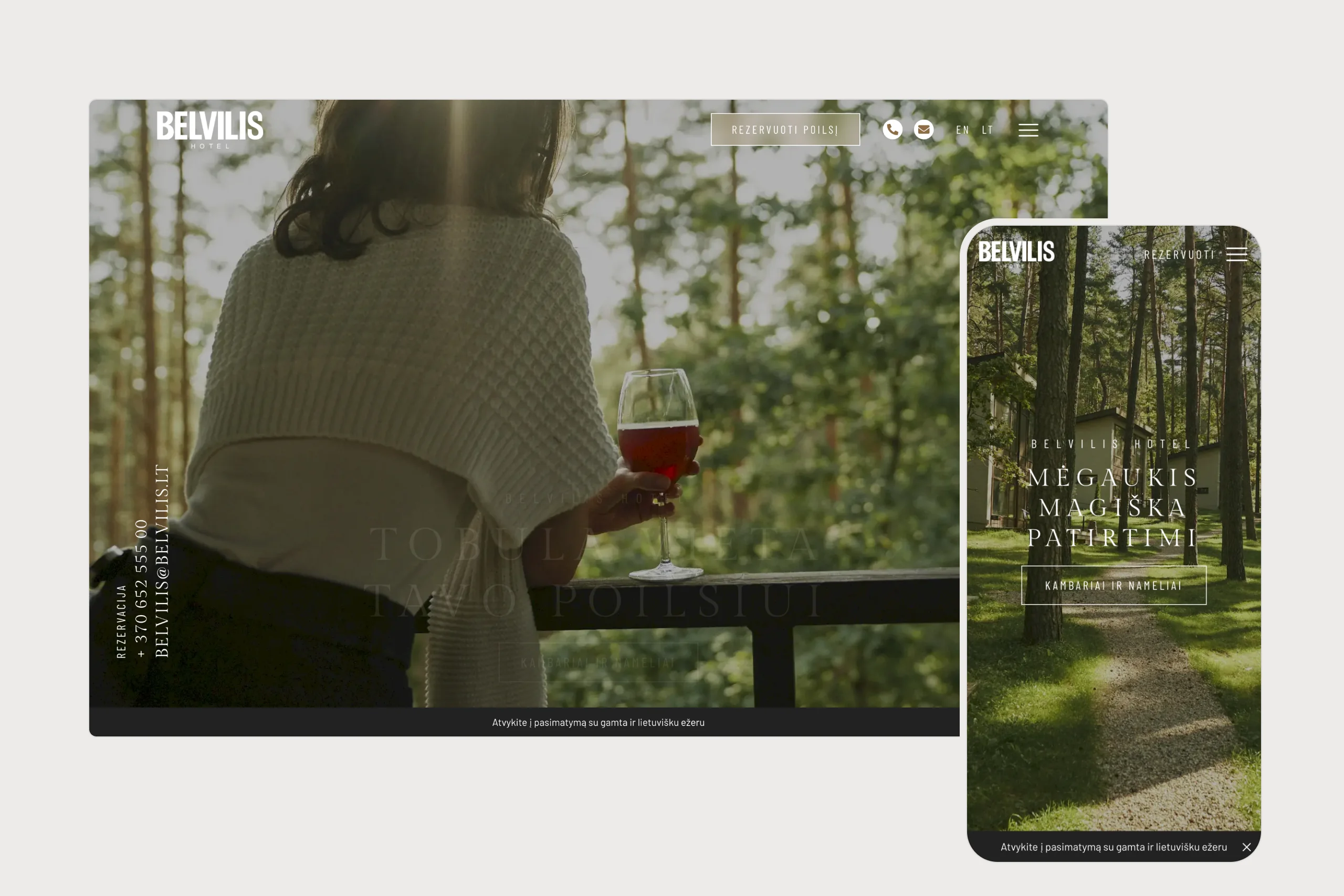 Belvilis Hotel website on desktop and mobile