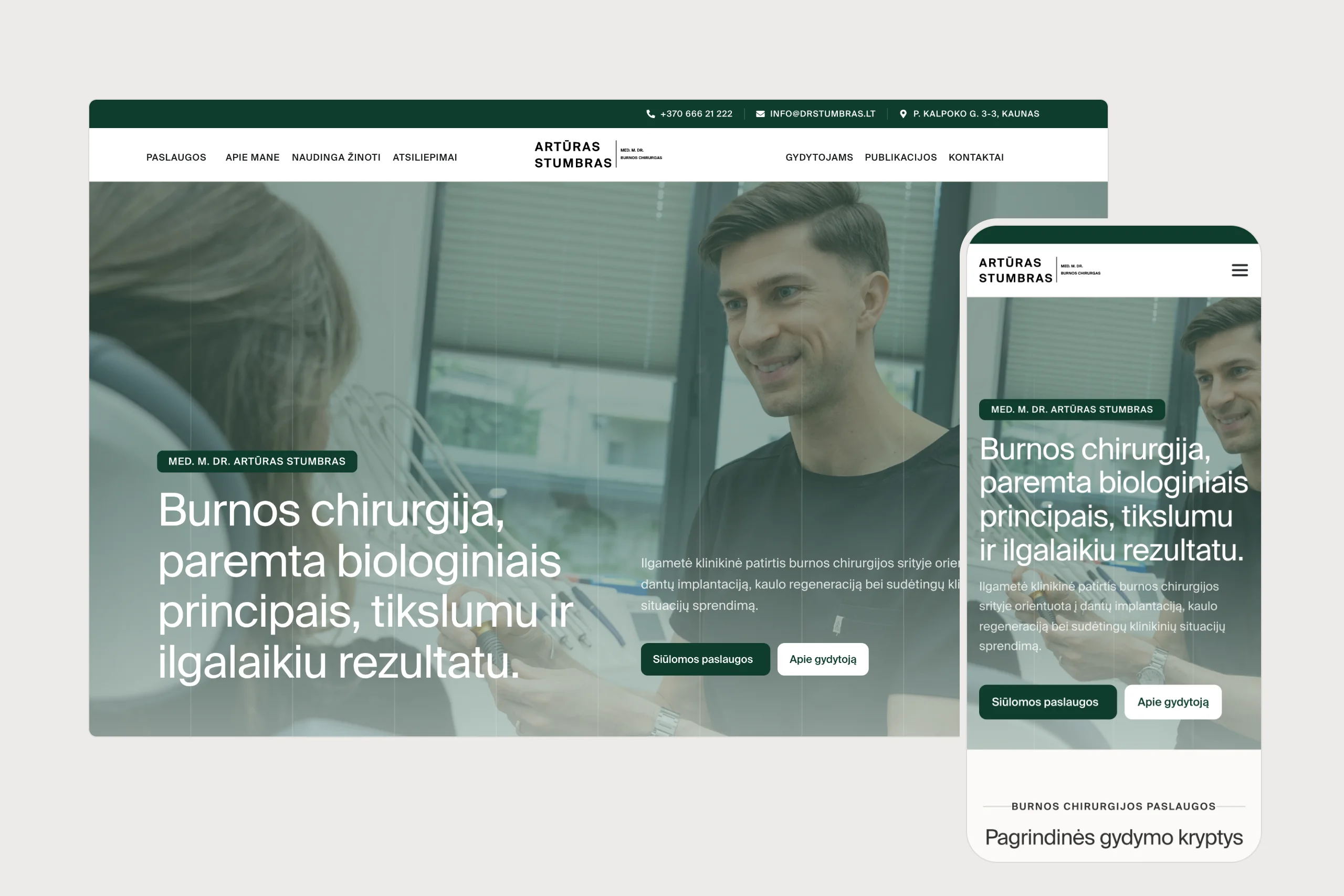 Dr Stumbras website on desktop and mobile