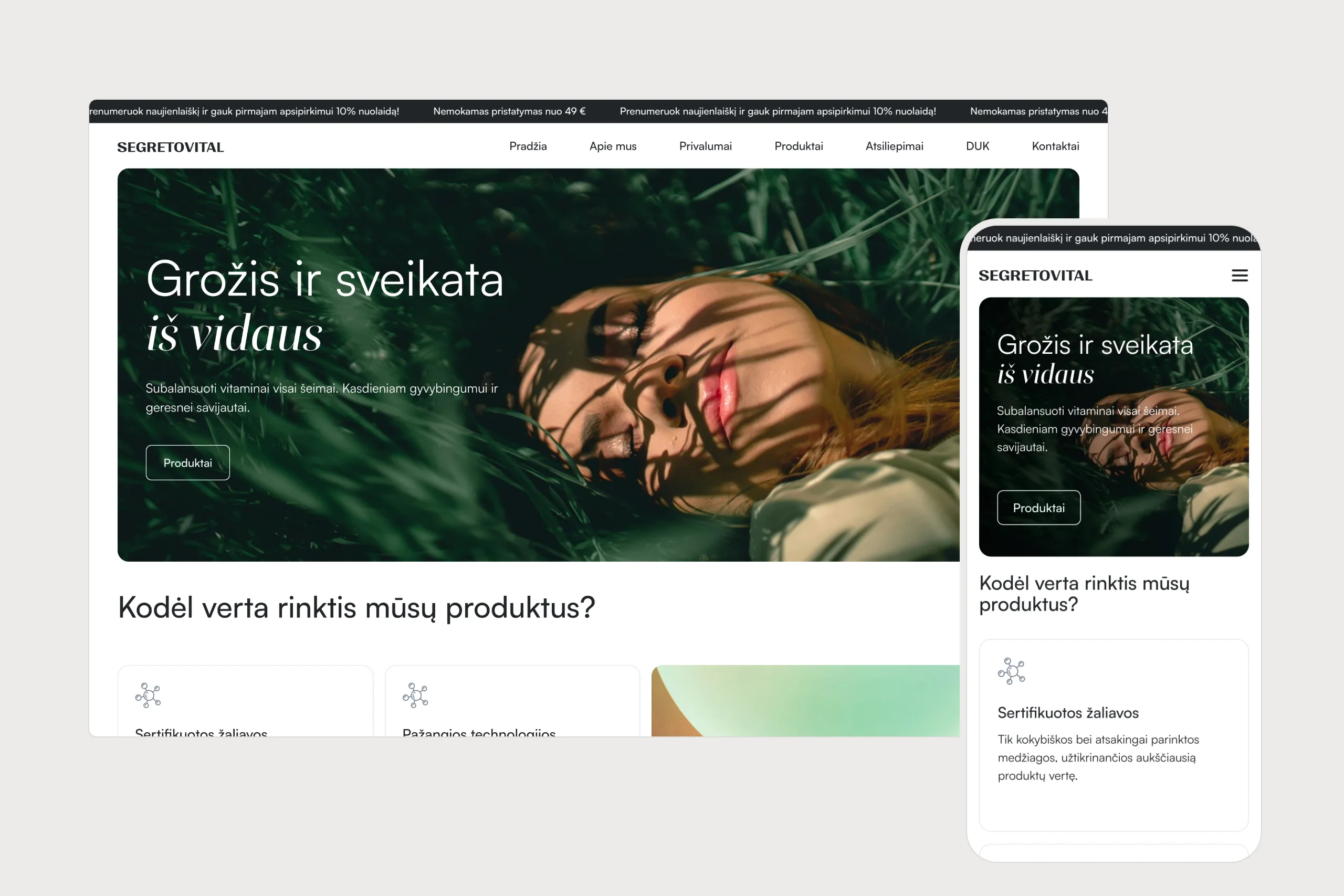 Segretovital website on desktop and mobile