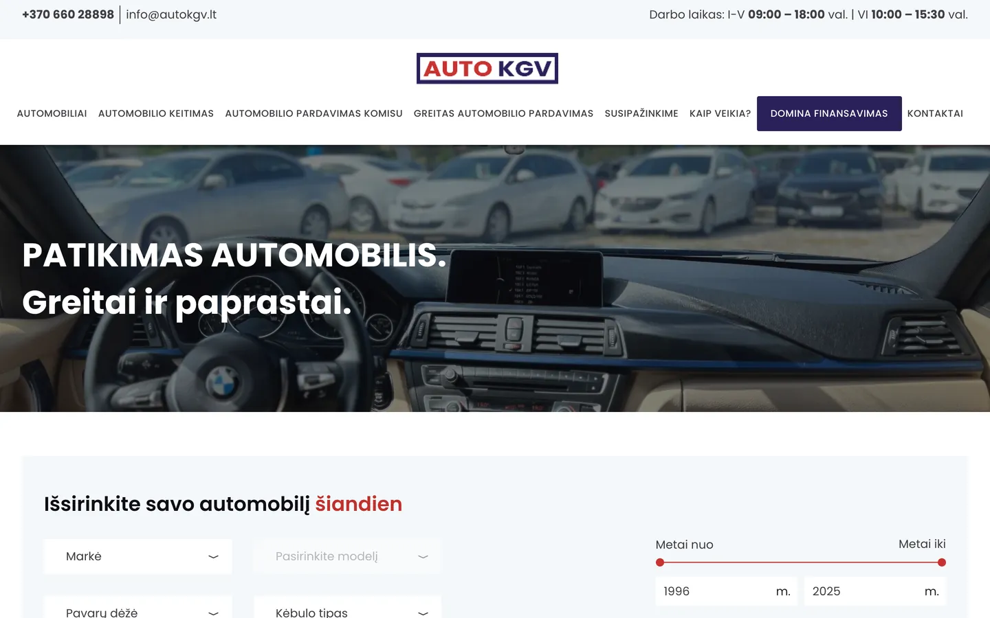 Auto KGV home page on desktop