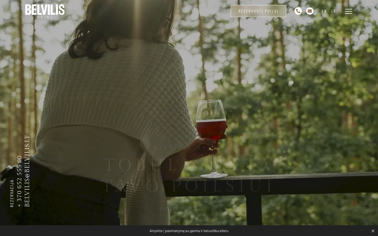Belvilis Hotel home page on desktop
