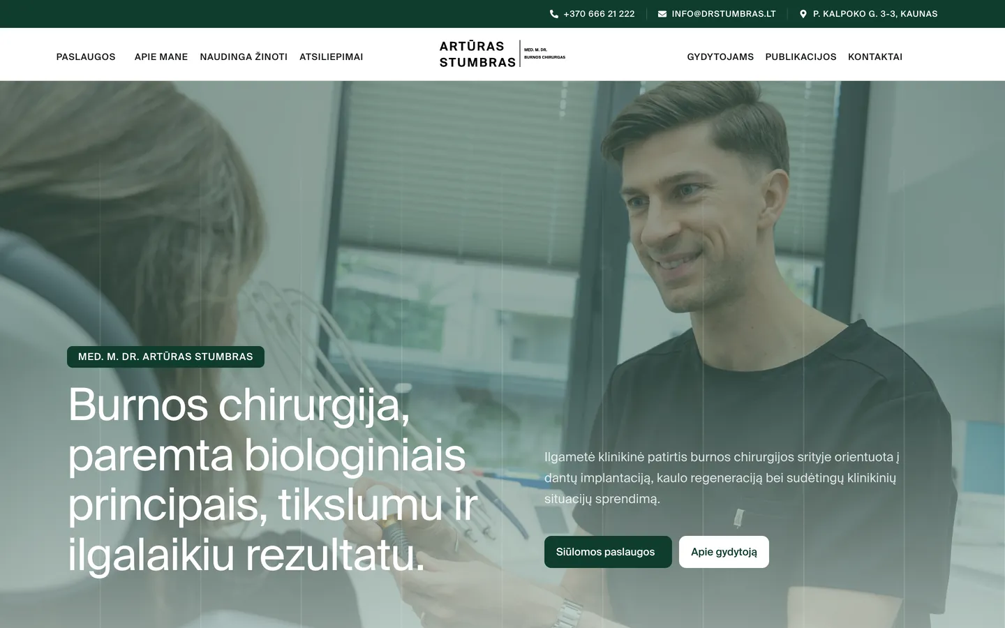 Dr Stumbras home page on desktop