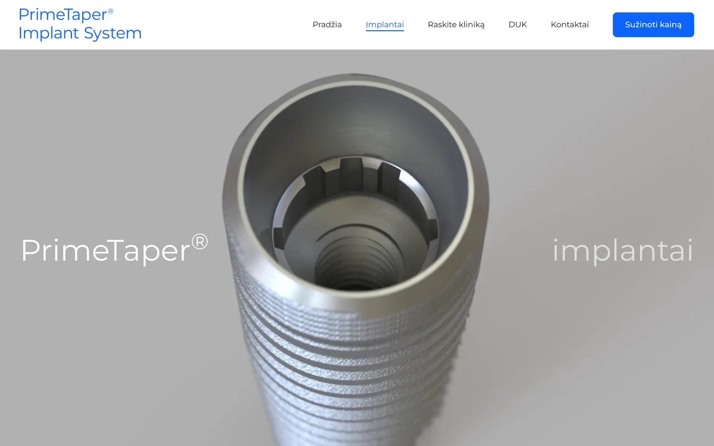 PrimeTaper home page on desktop